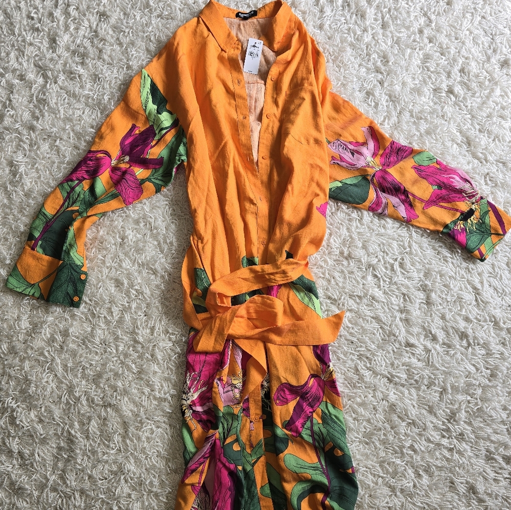 Express Orange Floral Maxi Dress